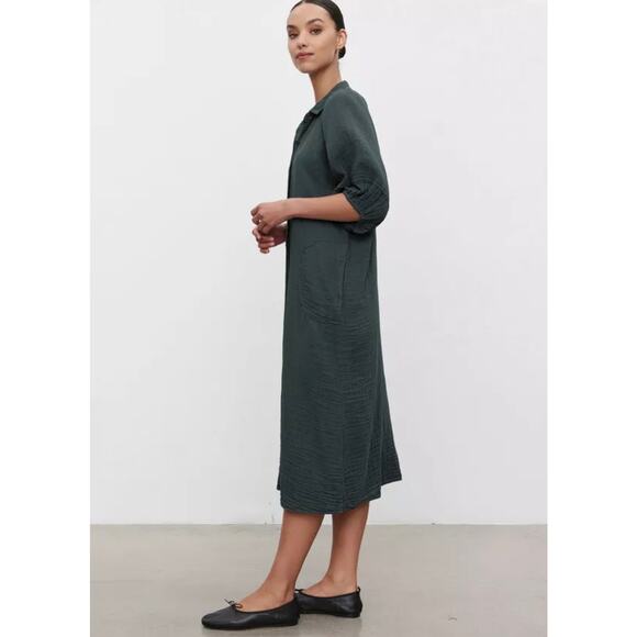 Velvet by Graham & Spencer Breana cotton gauze button-front midi dress - Picture 3 of 11